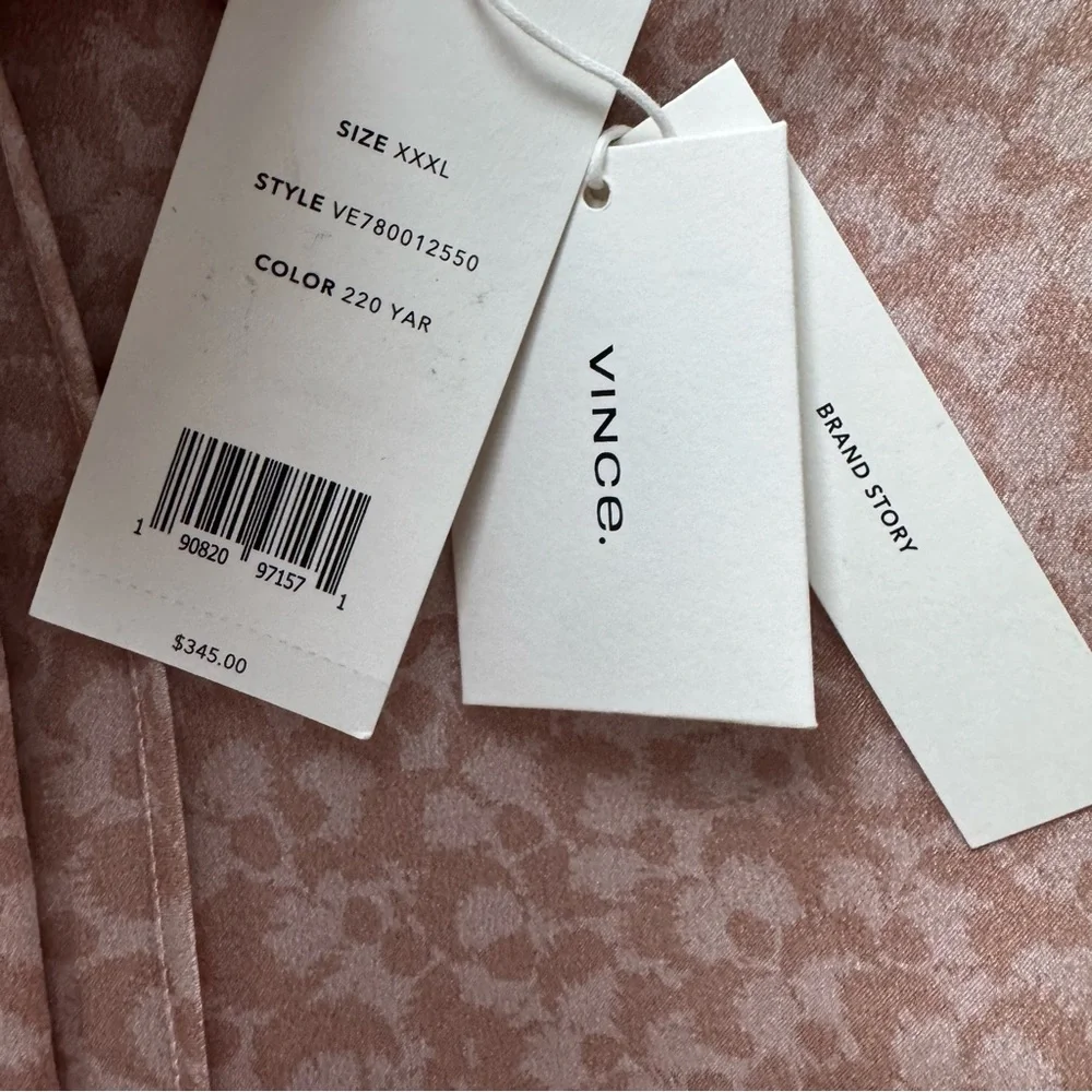 New Vince Feathered Petal Tie Neck Silk Blouse In Yarrow Floral - Picture 5 of 7